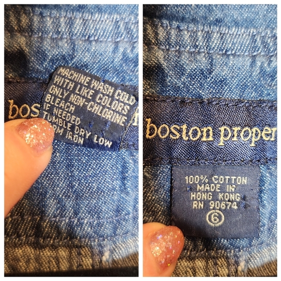 Boston Proper Denim Sleeveless Collared Button Front Romper. Size 6. Pockets. - Picture 4 of 15